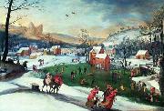 Gillis Mostaert Winter landscape with the flight into Egypt painting